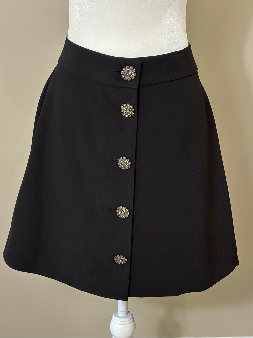 Kate Spade New York Crystal Button A-Line Mini Skirt